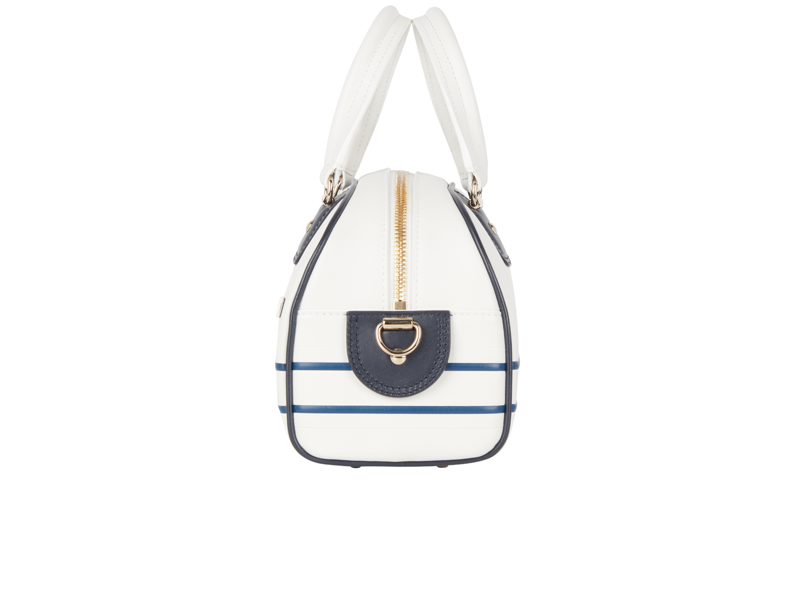 Small Bowling Bag, &pound;1,500, Handbags, Black/Blue/White, Brass/Leather, Bottom view